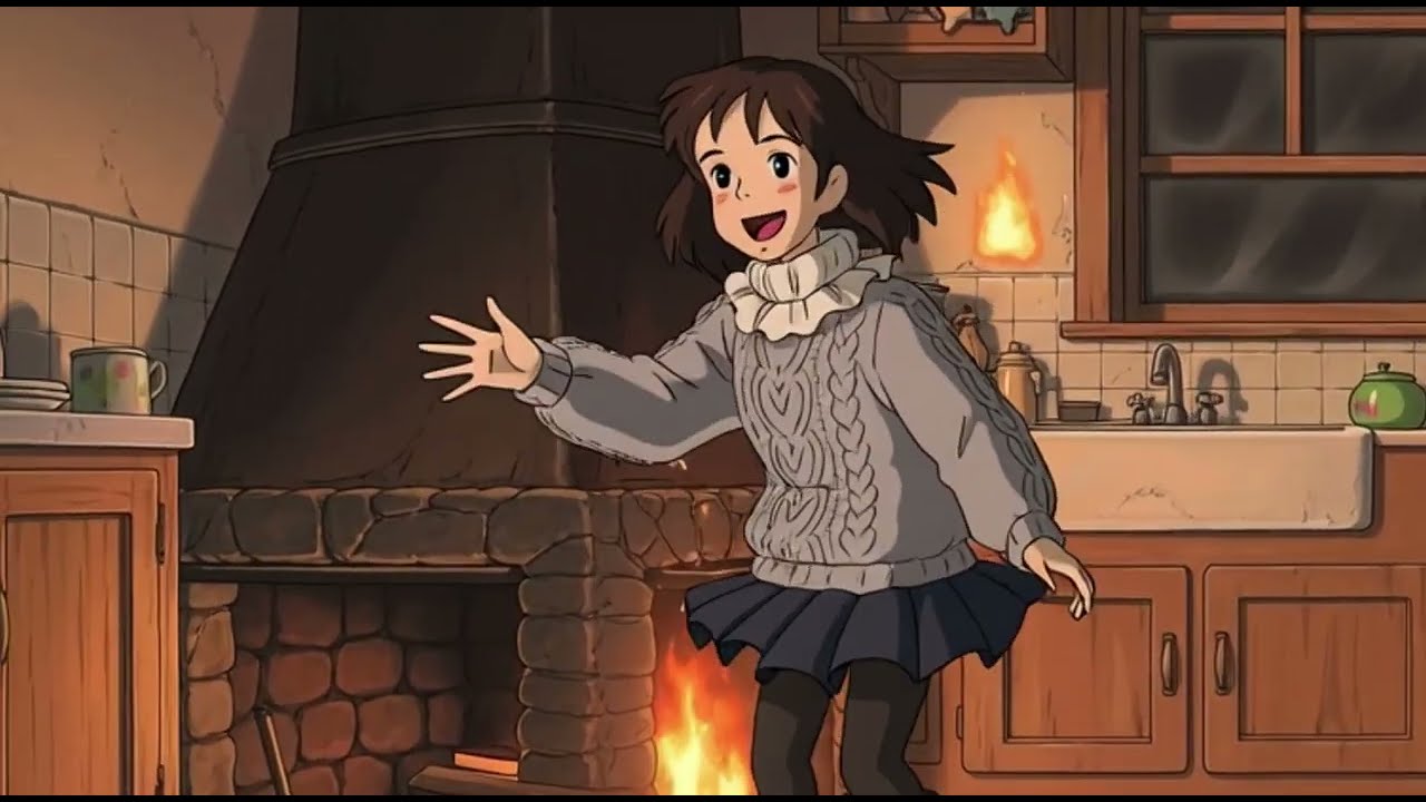 A Snowy Day at a Cozy 🏔️  ralwa  Station | Ghibli ASMR videos 