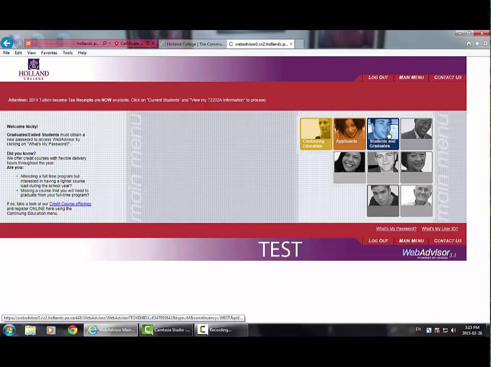 Holland College T2202A Tutorial via WebAdvisor