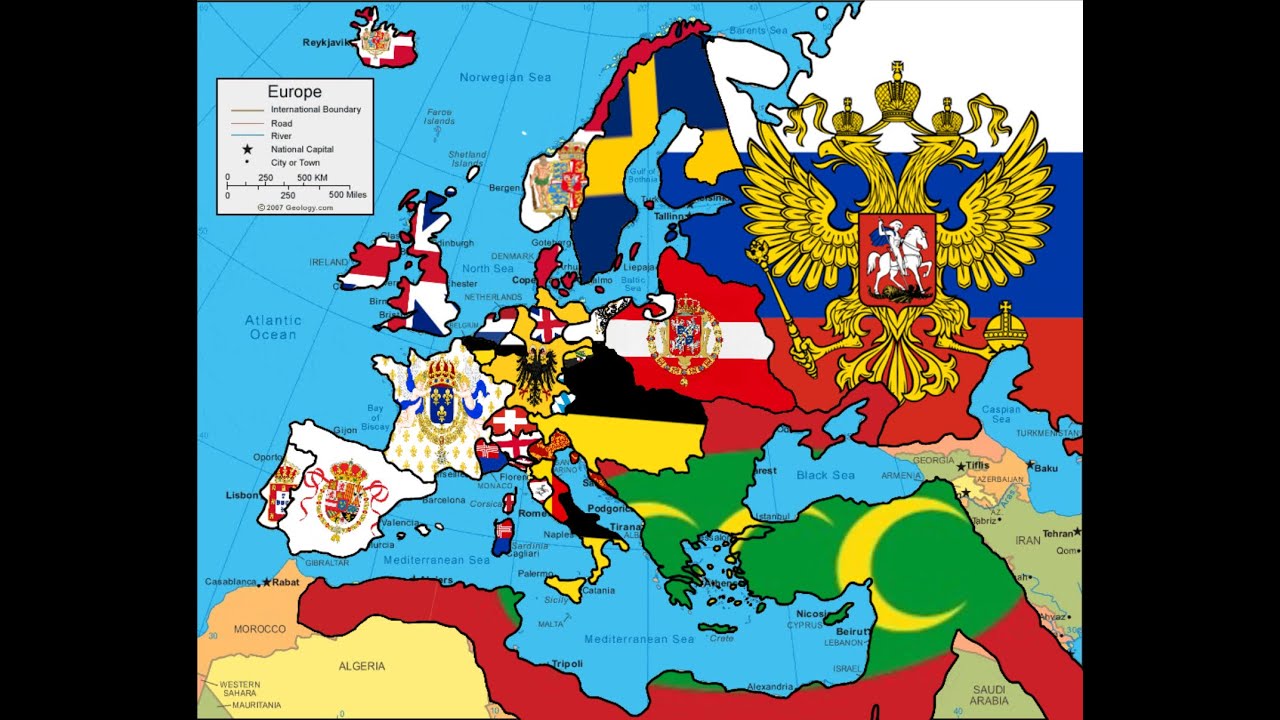 Карта флагов Европы 1720 года