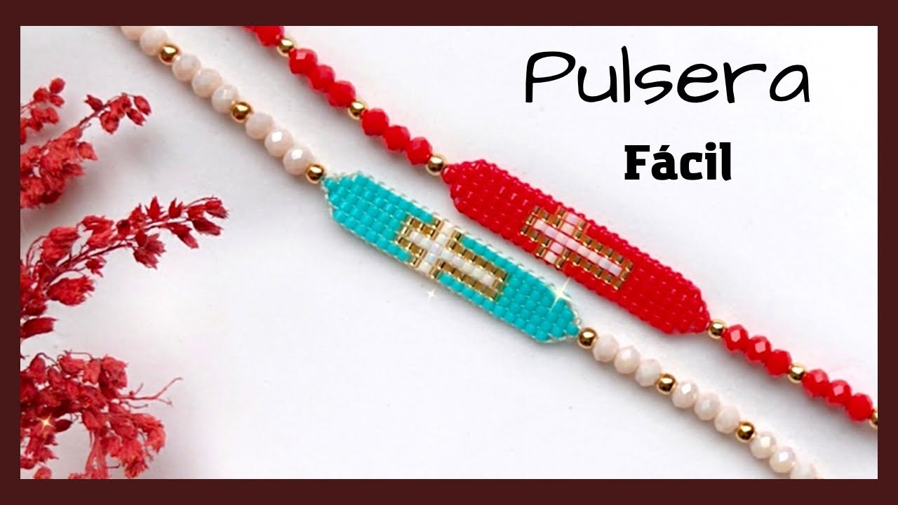 COMO HACER PULSERA CON MIYUKI DISEÑO CRUZ PASO A PASO FÁCIL DE HACER EN TELAR
