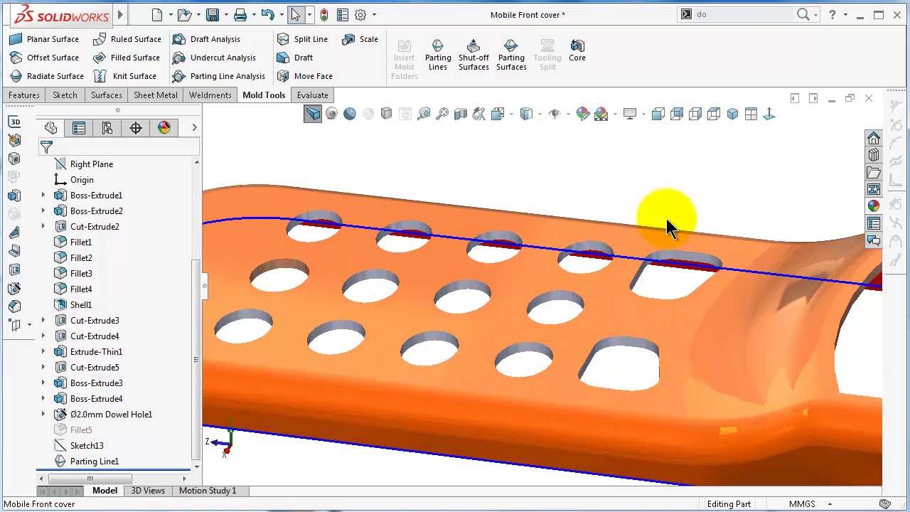 183 SolidWorks Mold Tools Tutorial  Shut off surfaces HD