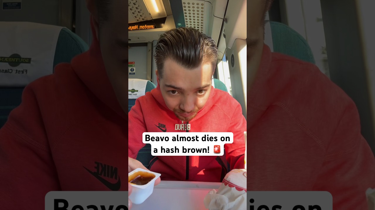 Beavo almost dies on a hash brown! 🚨 #beavo #food #chickenmeal