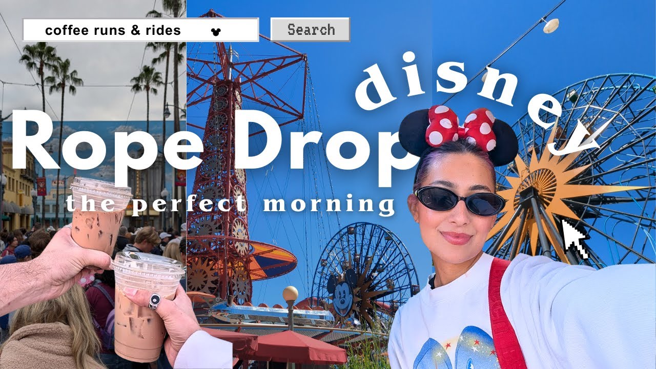DISNEY VLOG ִ ࣪𖤐.ᐟ lets rope drop DCA | coffee runs & rides