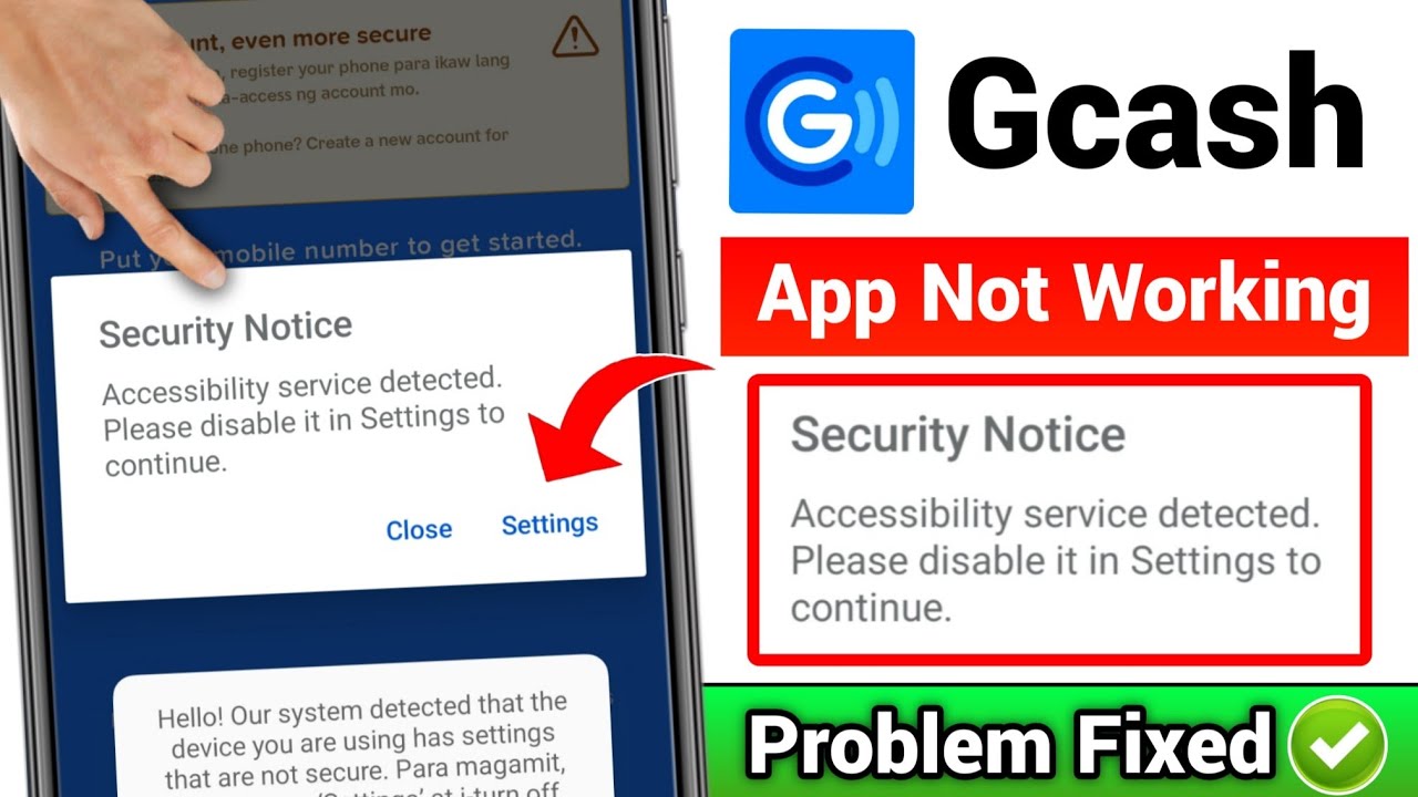 Fix gcash security notice accessibility service detected please disable it in settings to continue
