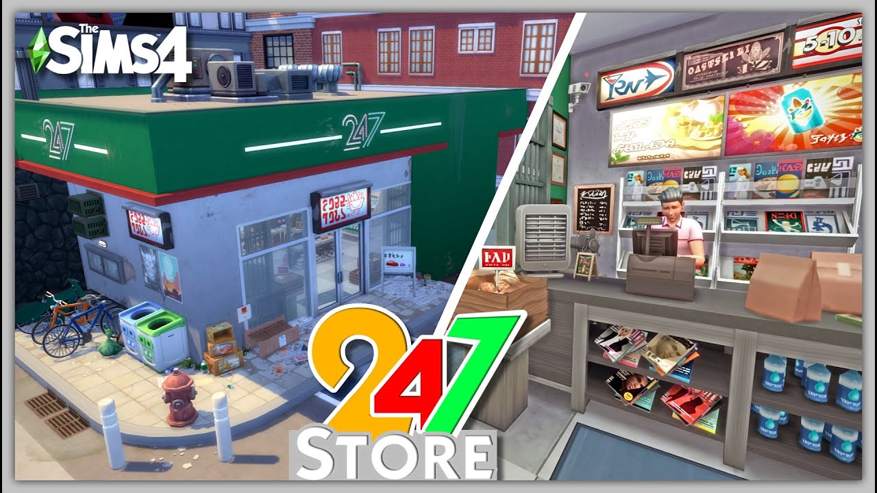 24/7 Convenience Store / Grocery Store Sims 4 - Sims 4 Speed Build #sims4speedbuilds