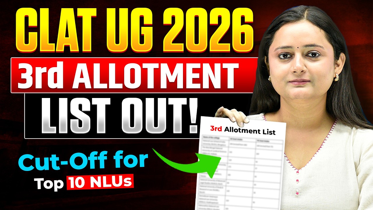 CLAT UG 2026 3rd Allotment List OUT 🔥 Top 10 NLUs Cut-Off