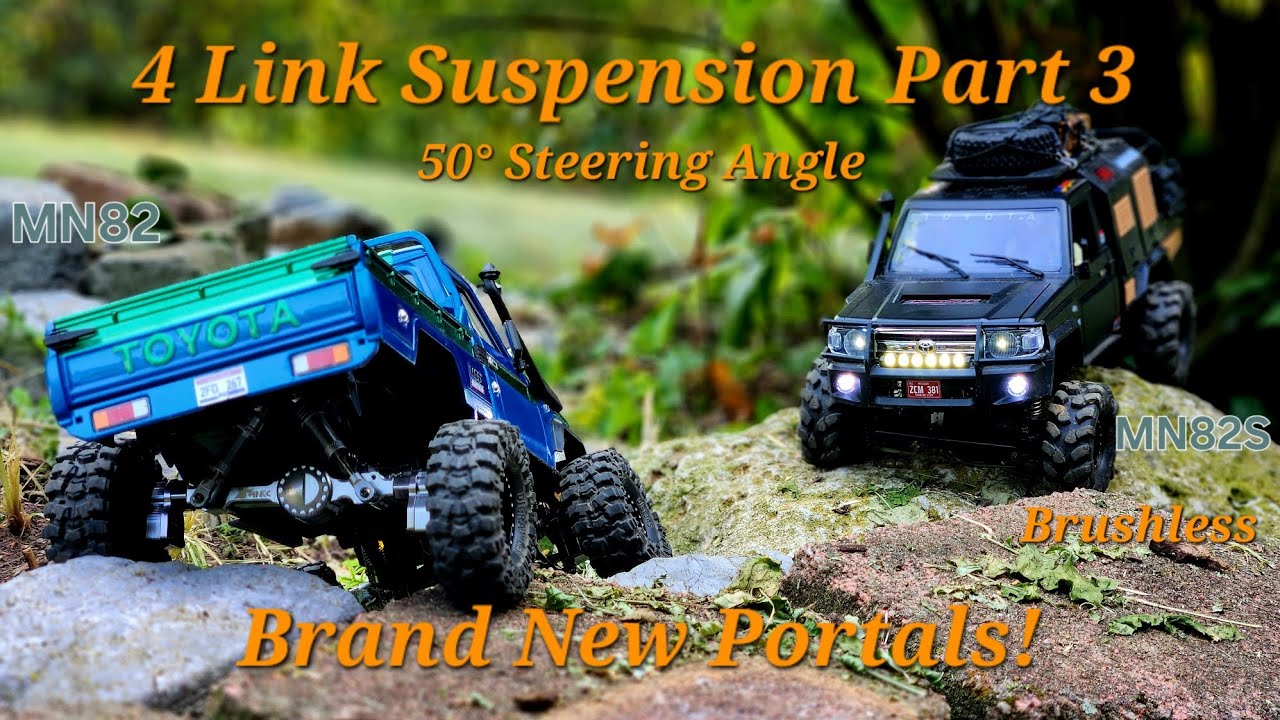 Upgraded Brushless MN82 Gets Brand New Portal Axles! 4 Link Rear Suspension VS MN82S Stock Setup
