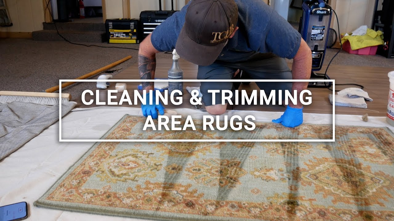 How to  Clean & Trim Area Rugs   Encapsulation Dry Foam Carpet Cleaning
