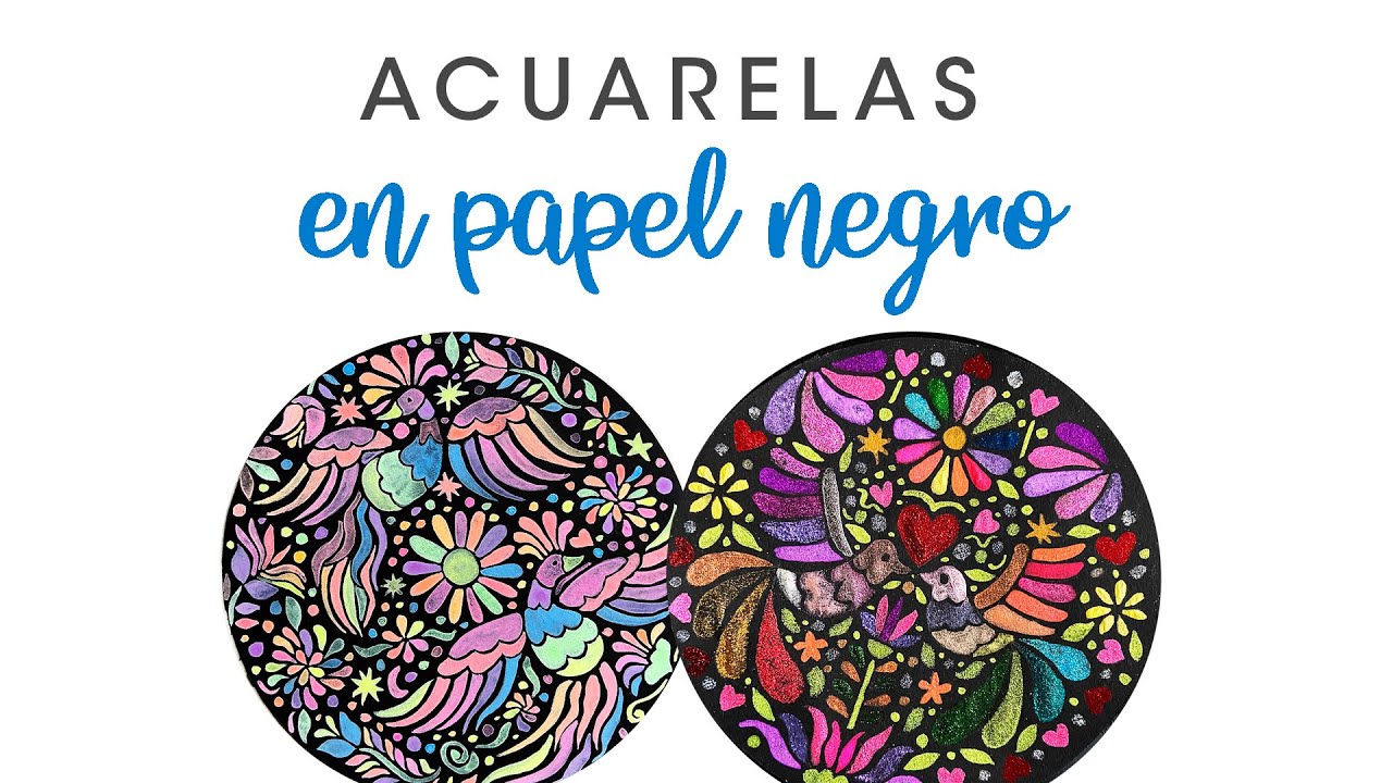 Acuarela en papel negro