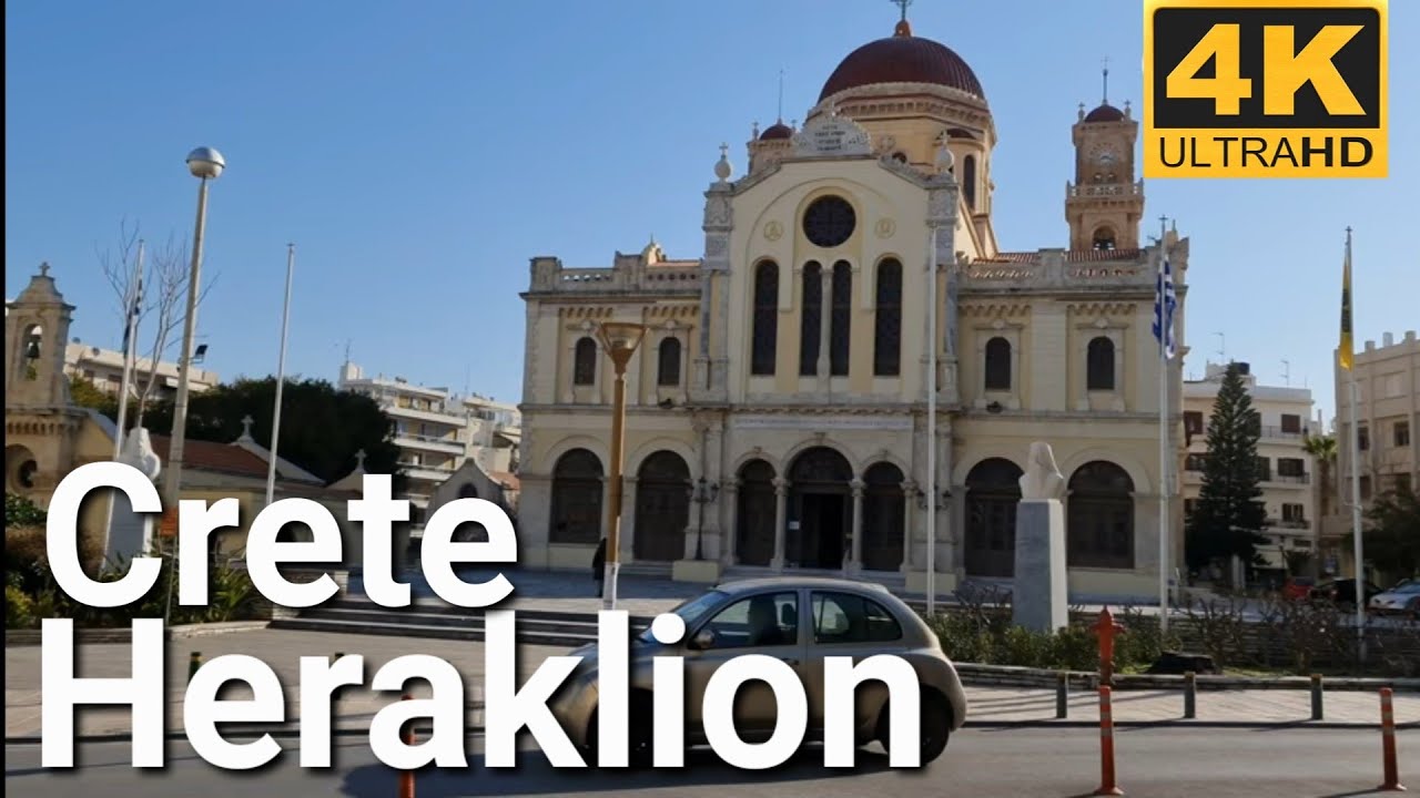 Ηράκλειο Άγ. Μηνάς Αγορά Λιοντάρια Λ. Καλοκαιρινού Χανιώπορτα walking tour Heraklion travel Crete 4k