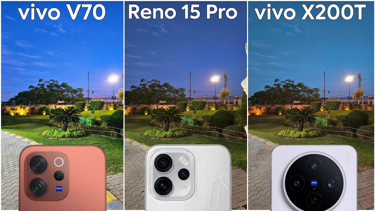Сравнение камер Vivo V70, Oppo Reno 15 Pro и Vivo X200T.