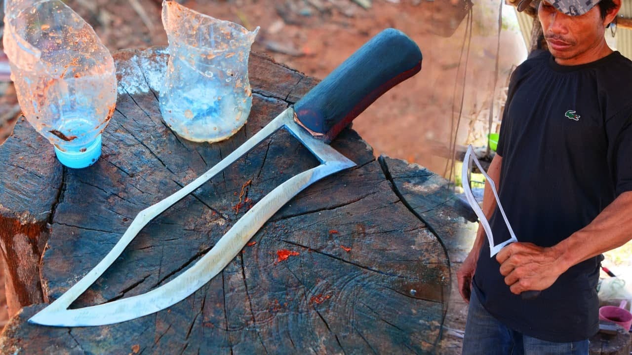 Making knife / making a sharp knife from a disc Plough