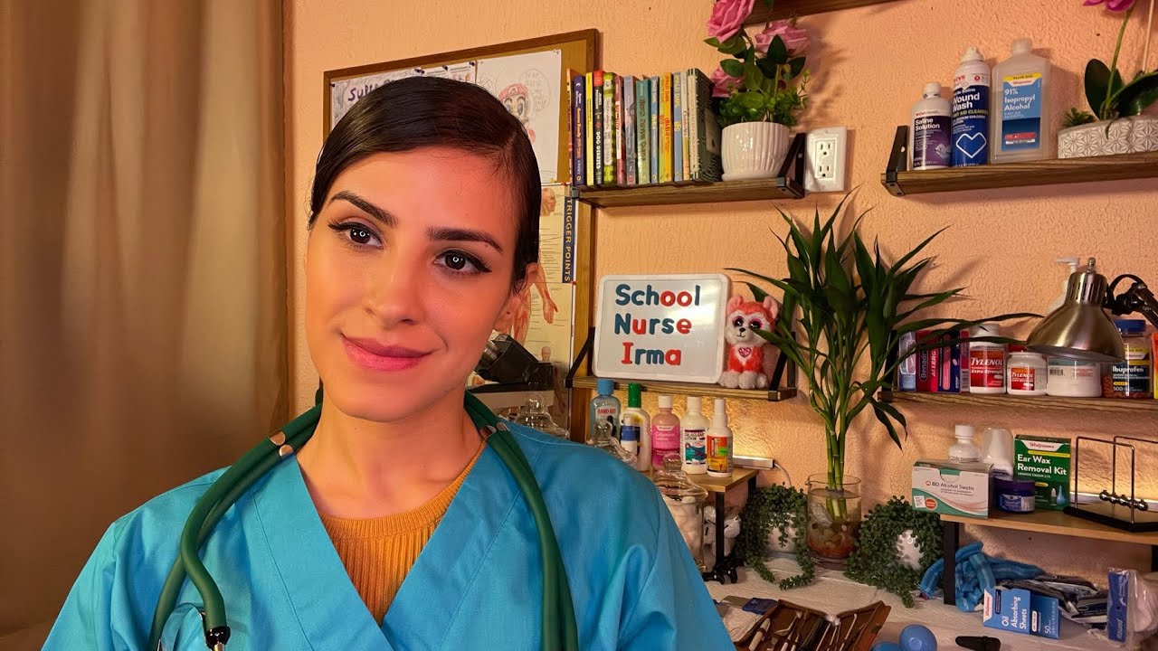 ASMR School Nurse Physical | 1 HOUR FULL BODY Exam | Lice Check, Eyes, Ears, Throat, stomach +