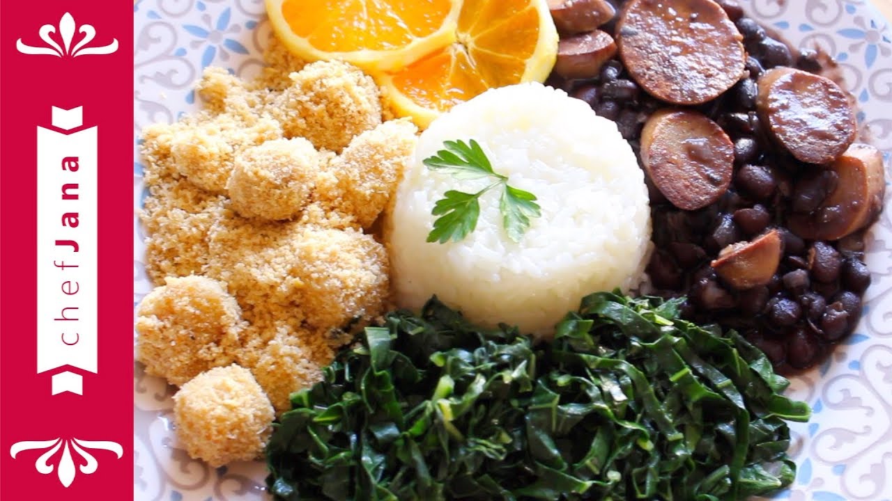 Traditional feijoada⎜Brazilian black beans, sausages, farofa and collard greens⎜vegan