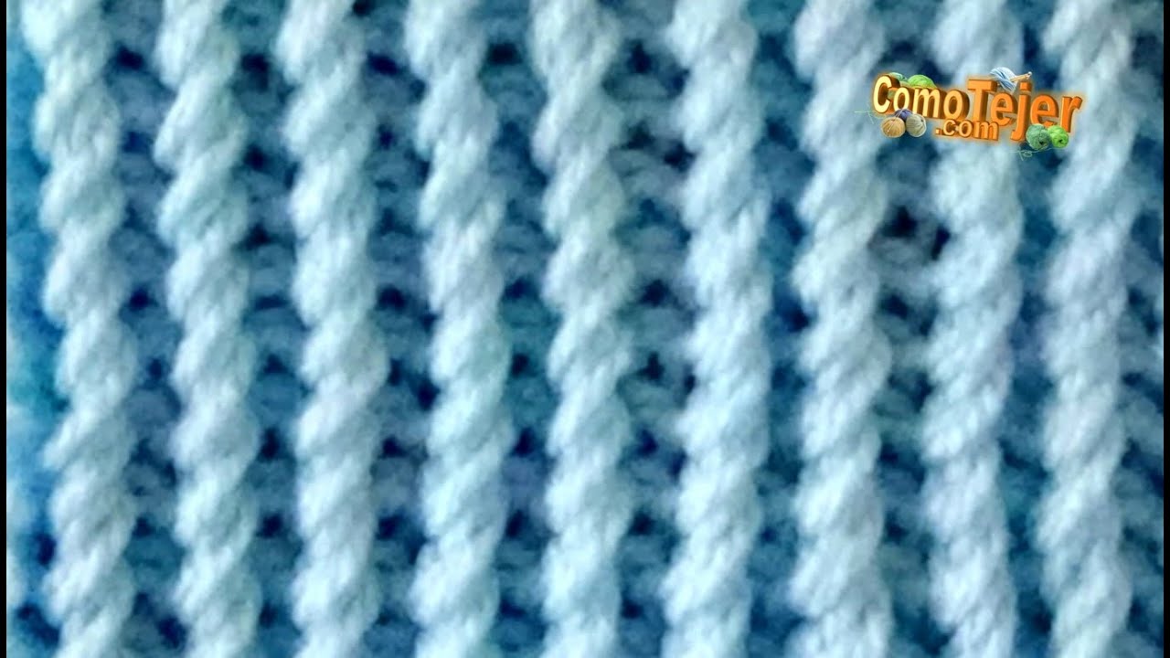 Cómo Tejer Punto Líneas Verticales en Espiral. 2 agujas/palitos (682)