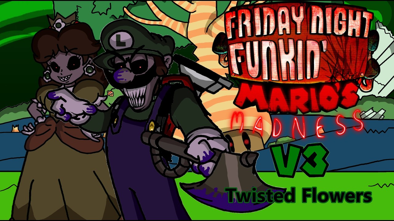 Mario's Madness V3 | fnf Twisted Flowers (Cancion usada:Double trouble fnf Cover)