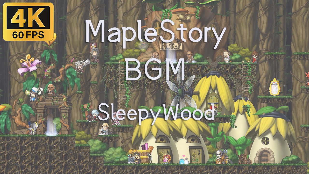 🍁4K60FPS MapleStory 新楓之谷 2-Hours Seamless Version BGM SleepyWood relaxing Study asmr Enjoy