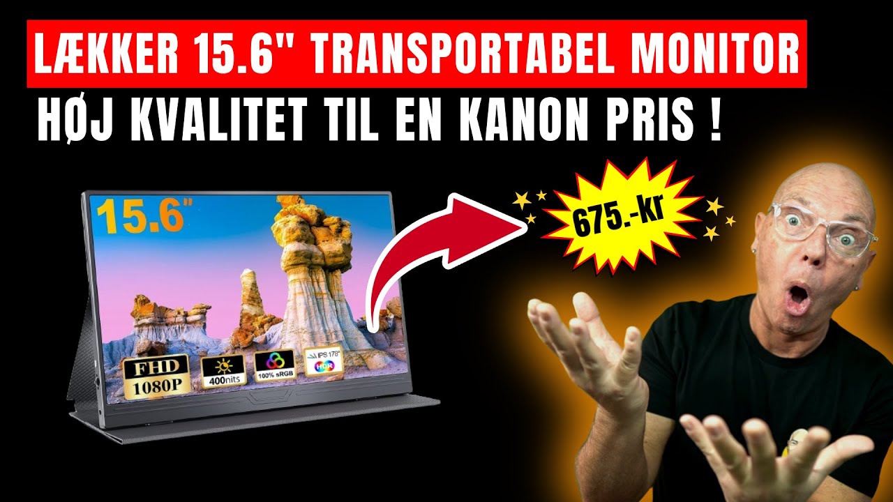 L&aelig;kker transportabel Monitor til KANON! pris (15.6