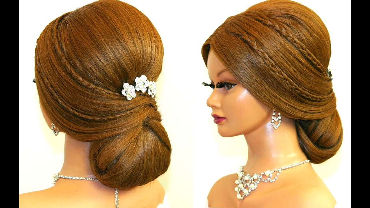 Bridal hairstyle for long hair tutorial. Romantic  prom updo