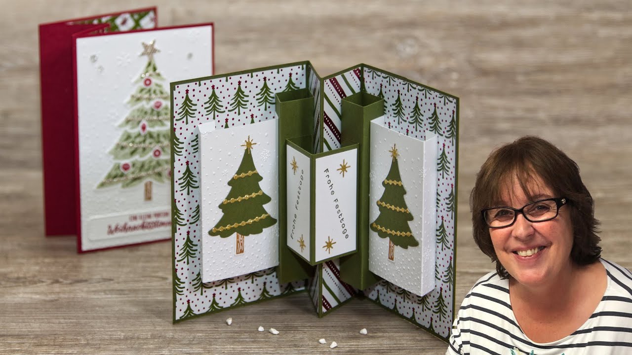 Xmas Pop Up Card・Karte mit drei Pop Up Effekten ・Produktpaket Fröhliche Bäume・Stampin’ Up!