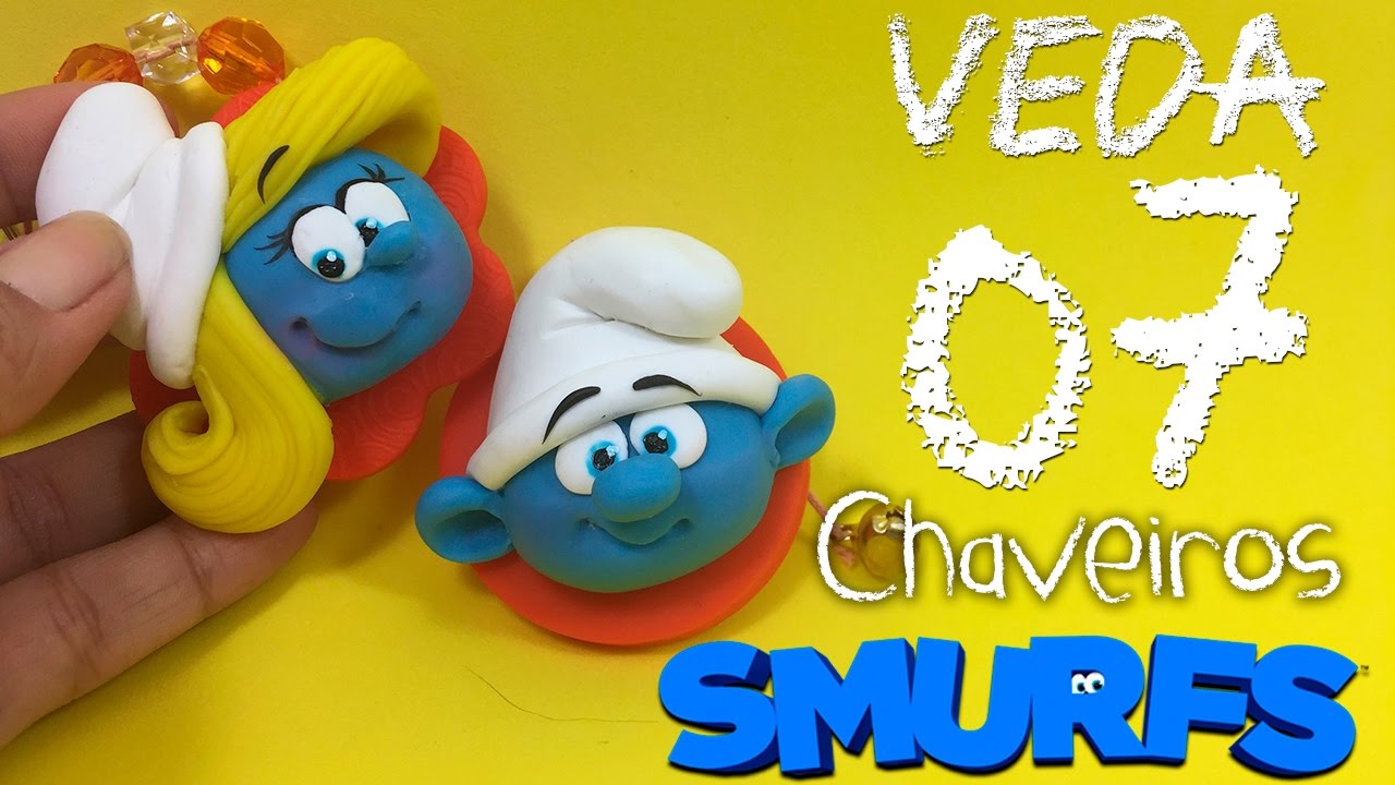 DIY - Chaveiros Smurfette e Desastrado SMURFS - Sah Passa o Passo #VEDA07