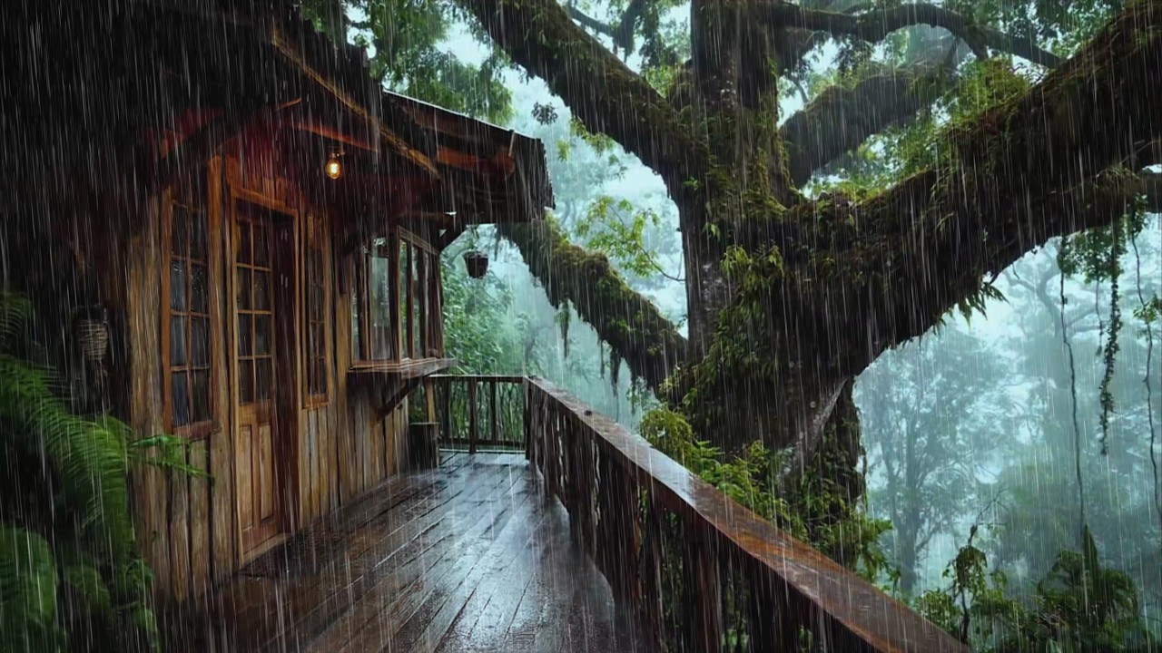 Enhance Your Sleep with Rain in Cozy Tree House Cabin 🍀 Discover Peaceful Sleep with Rain