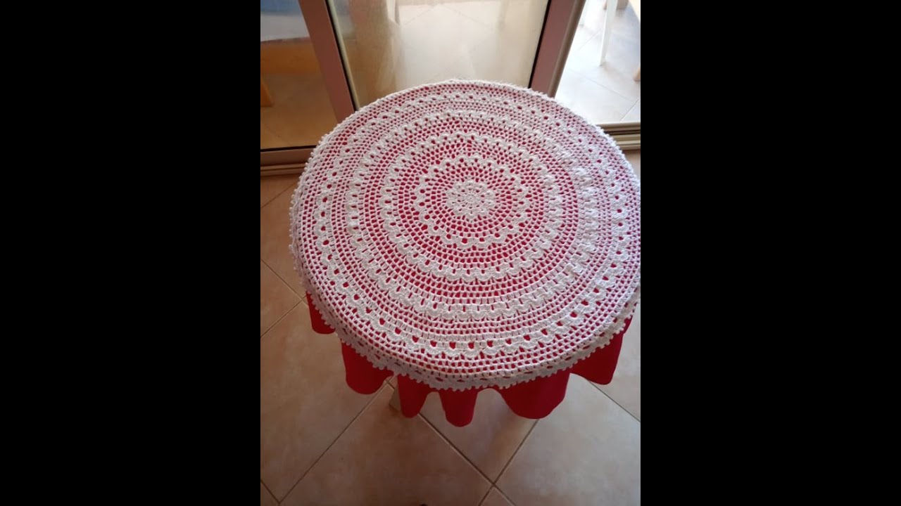 مفرش كروشية دائرى سهل وجميل للمبتدئات / يمكن تكبيره