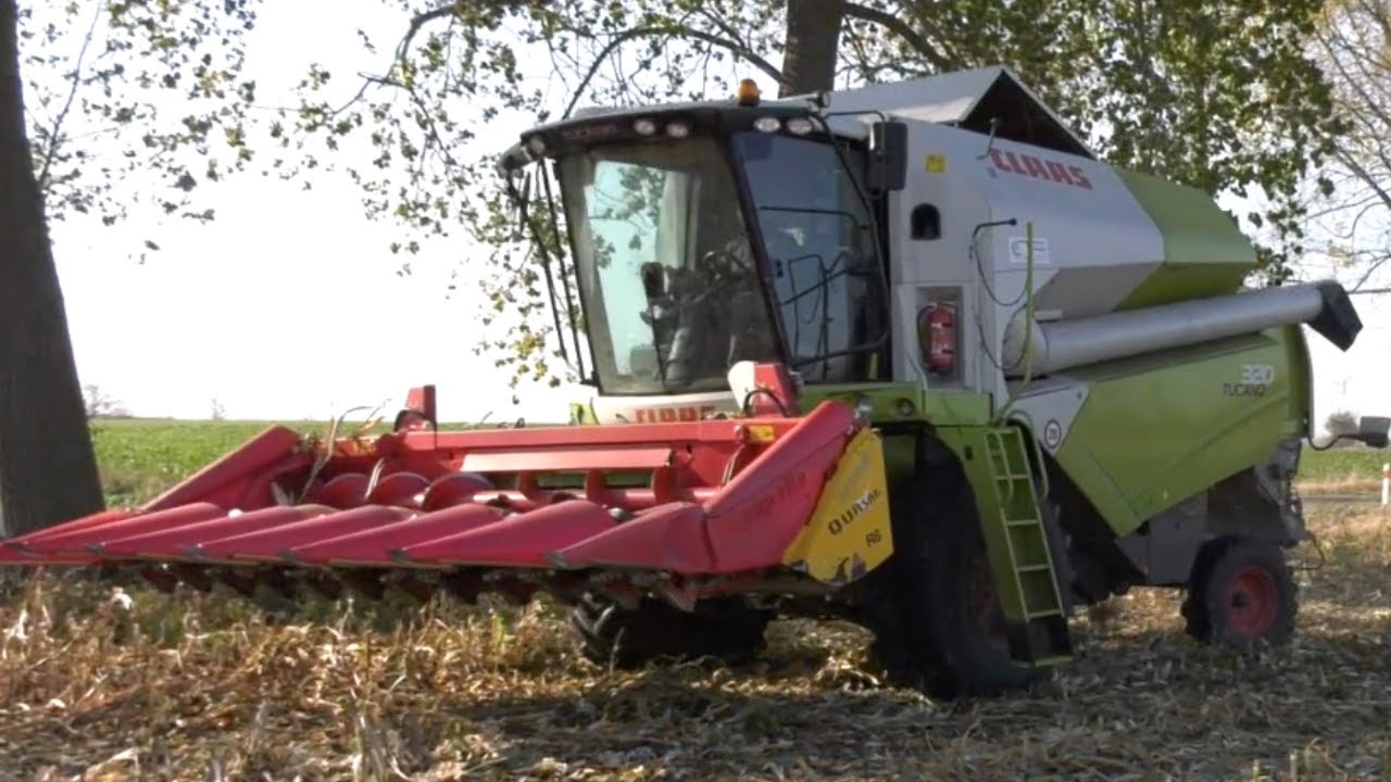 Kombajn CLAAS Tucano 320 i przystawka do kukurydzy Capello Quasar R6