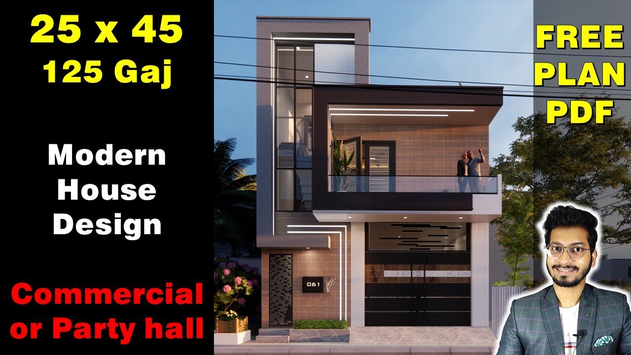 25X45 House Design with Commercial/ Party Hall | 135 Gaj with Beautiful Interior design|| DV Studio