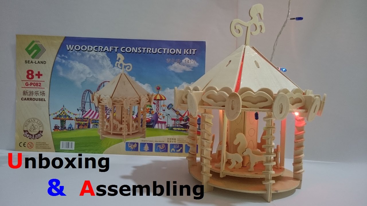 Toys for Kids: Mini Carousel (woodcraft construction kit) - Video Unboxing & Assembling.