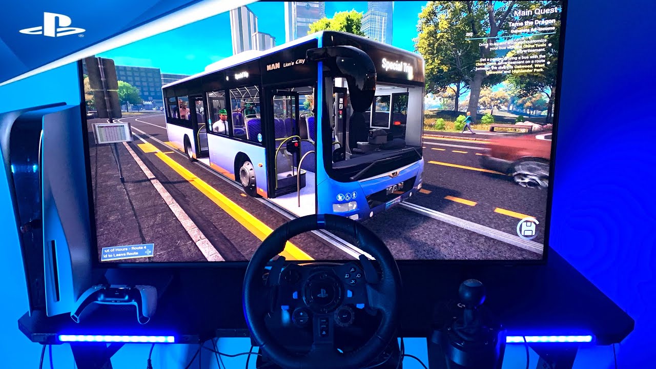Bus simulator 21 next stop on ps5 With Logitech g29 is just beautiful