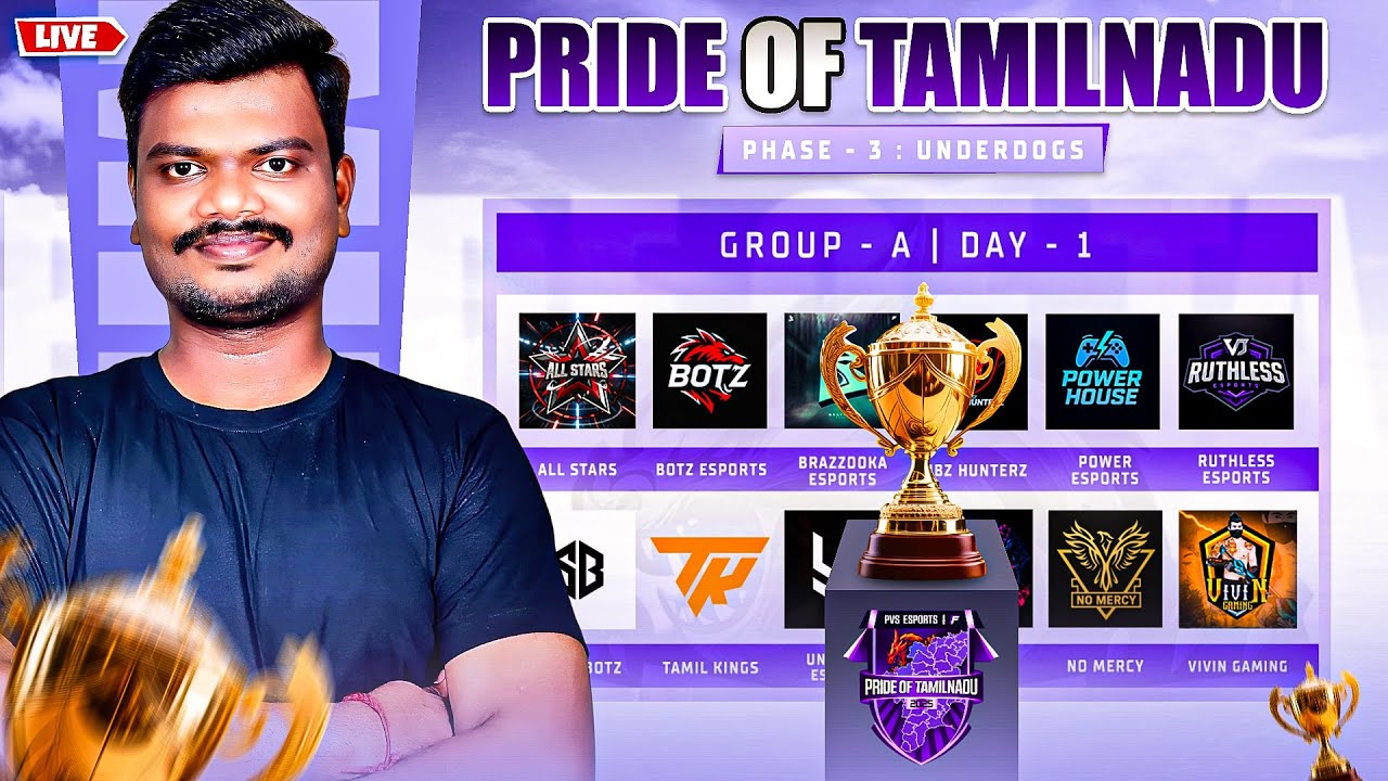 🔥 YOUTUBER PHASE 3 | UNDERDOGS | PRIDE OF TAMILNADU #pvs #gyangaming #freefirelive {full}