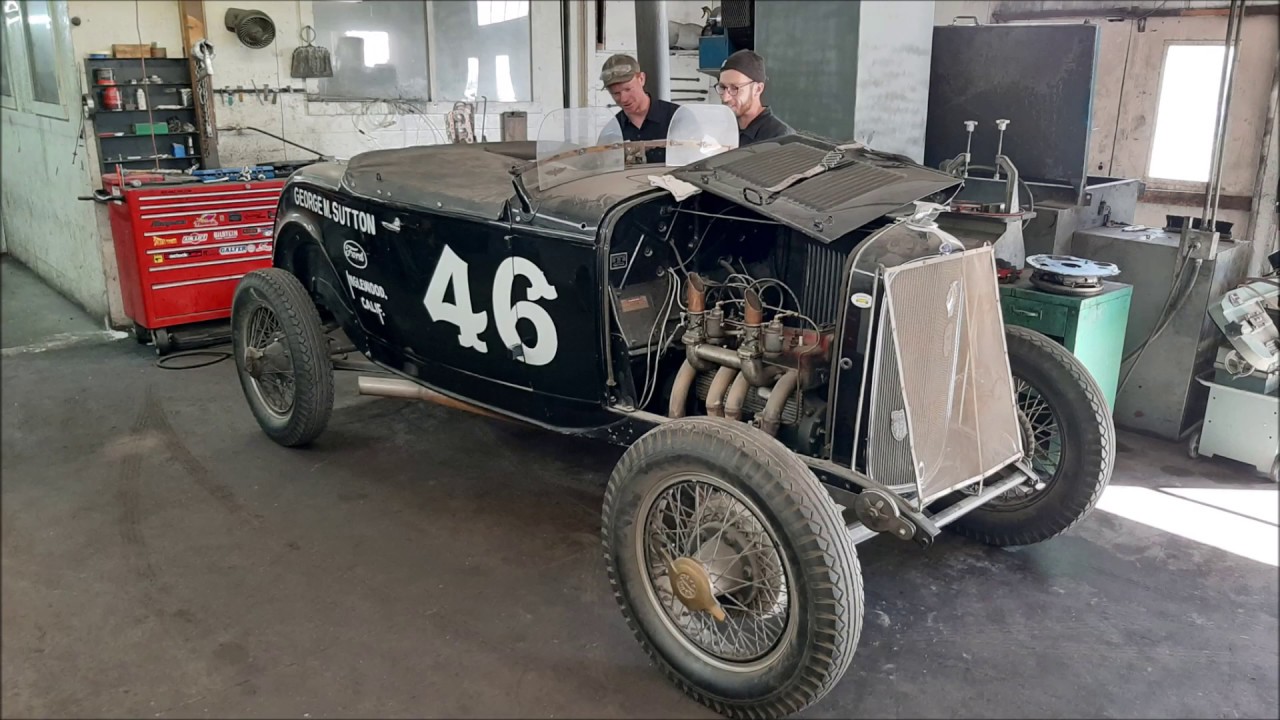 1932 Ford Roadster Race Car, Winfield Model B engine. Red Head crack repair.
