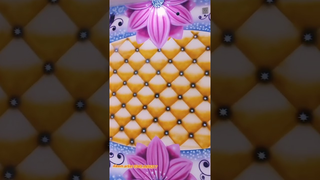 beautiful flowers 3d wall design living room with oil paint