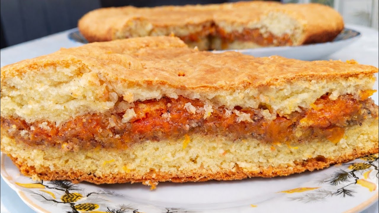Ароматный пирог с курагой и орехами к чаю 🍑🌰