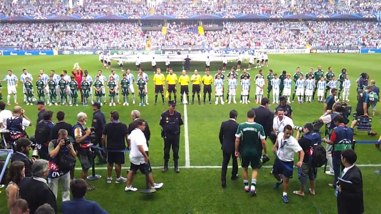 Himno Champions en La Rosaleda (Málaga 2 - 0 Panathinaikos) 22/08/2012