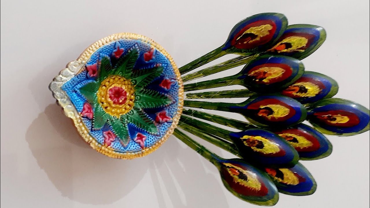 Diya decoration using plastic spoon 