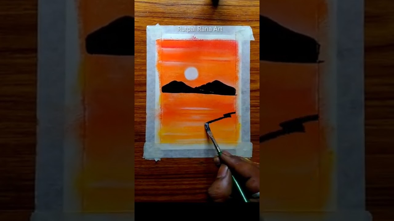 How to Draw Easy  Scenery Of Sunset in the Hills/easy sunset drawing with soft pastel#shorts #viral