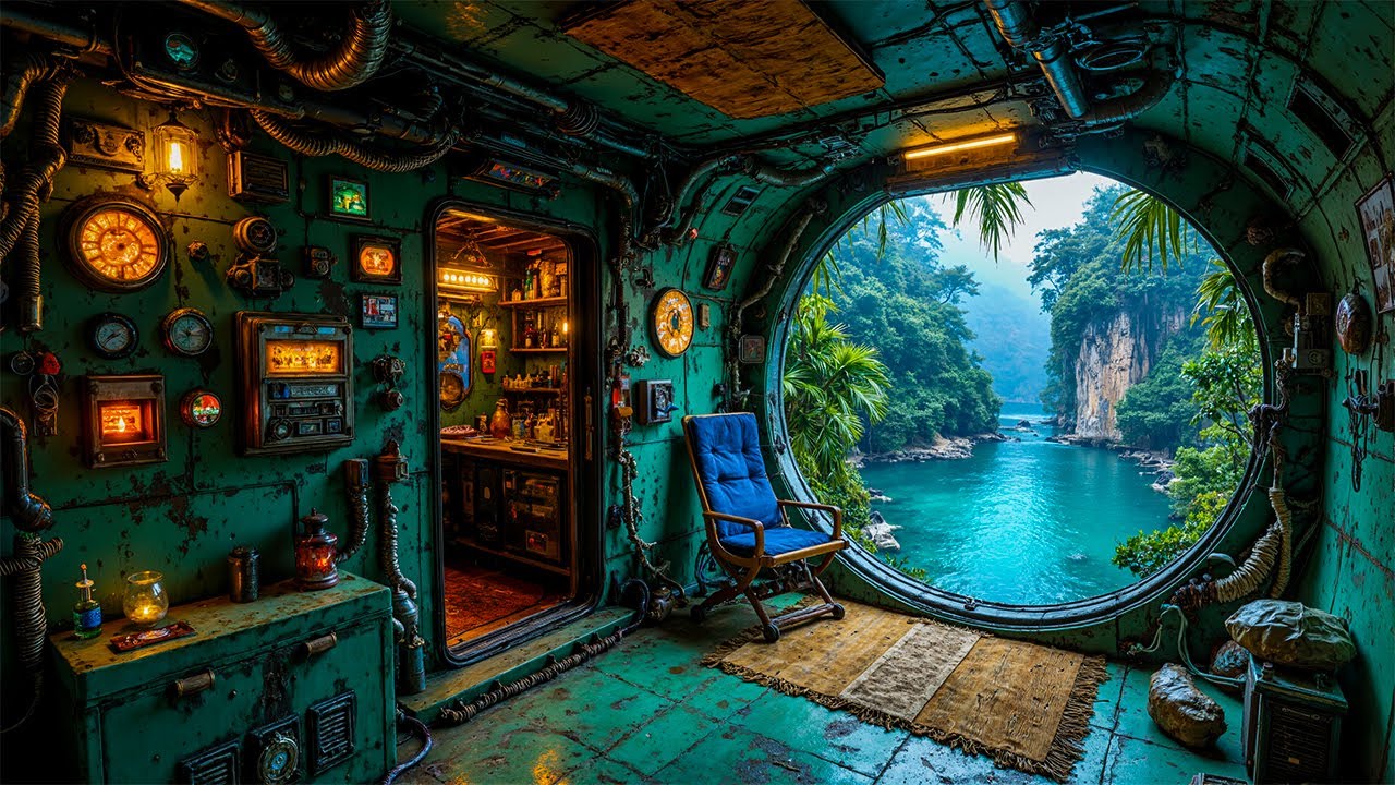 Cozy Sci-Fi Room with Ocean River View 🌊 Futuristic Nature Escape | Relaxing Ambience | 4K