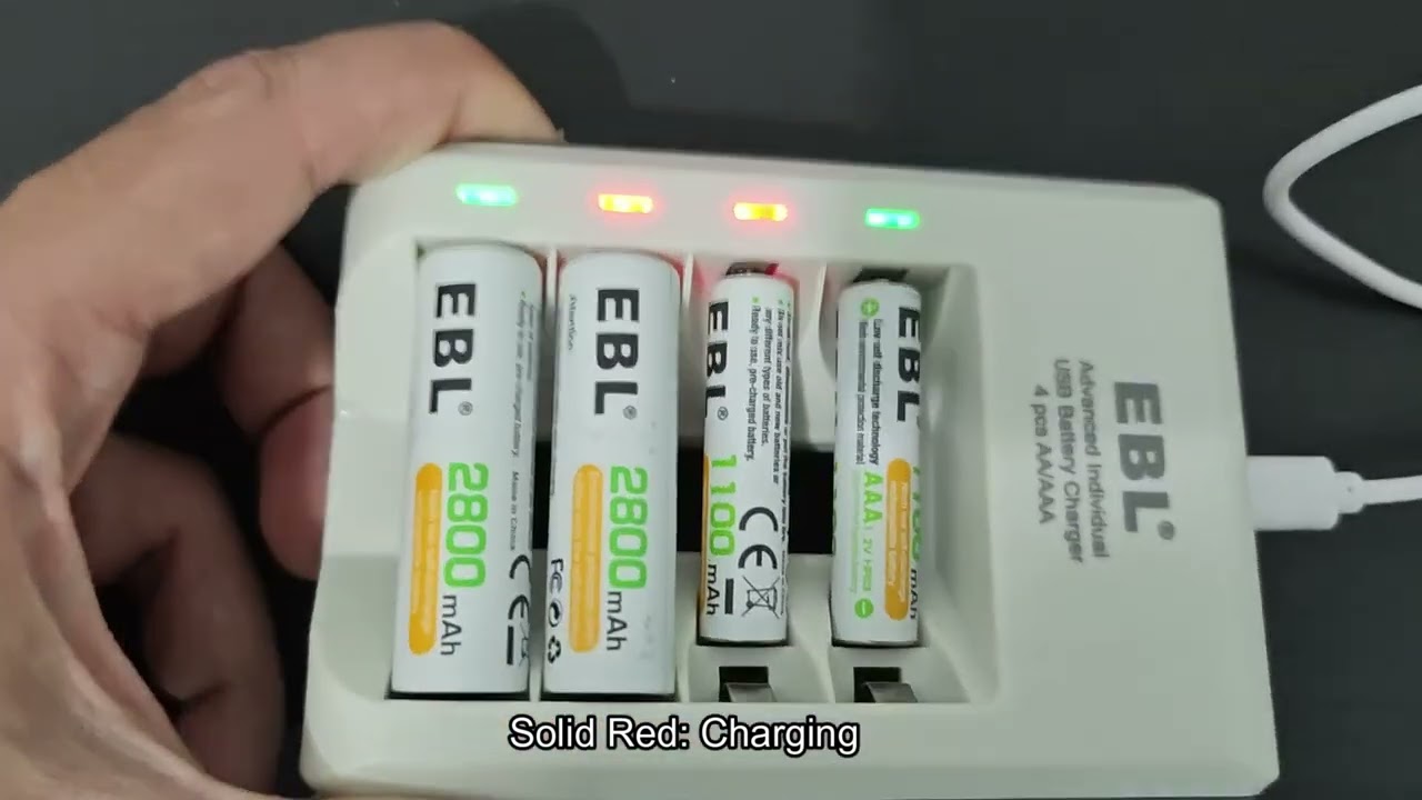 EBL Battery Charger Light Meanings (Flashing Red, Solid Red, Solid Green)