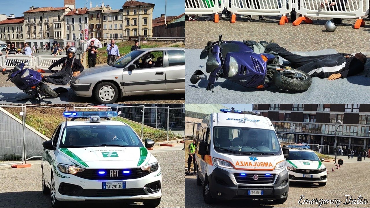 [SIMULAZIONE D'INCIDENTE STRADALE AUTO-MOTO] Intervento Polizia Locale Monza + Croce Bianca Biassono