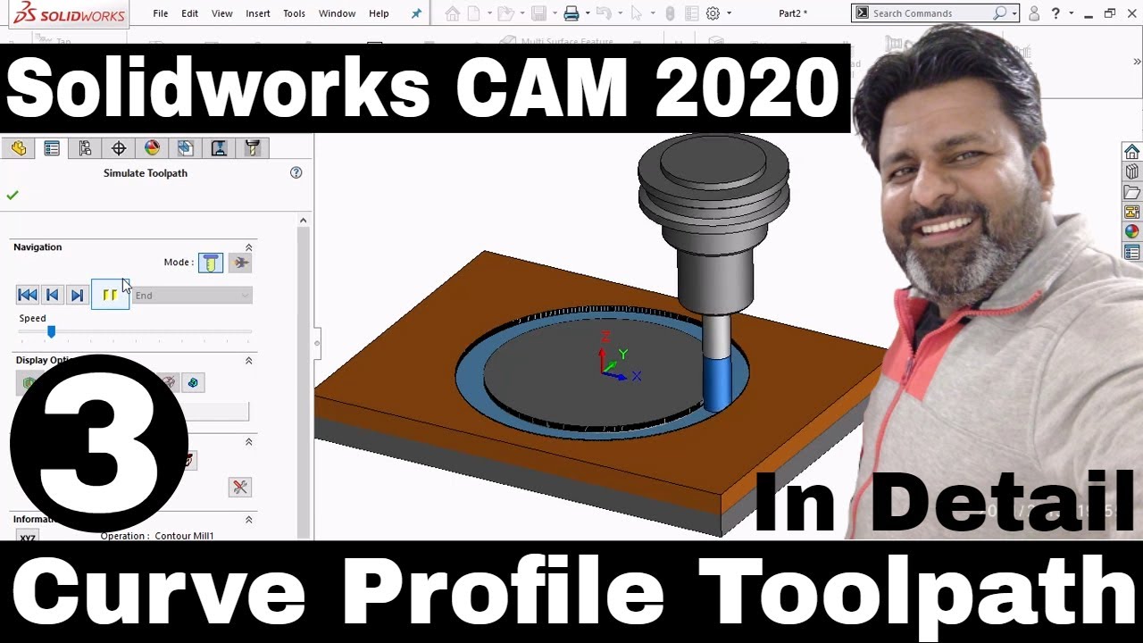 Solidworks Cam 2020 tutorial for beginners in Hindi | Curve Profile Solidworks Cam 2020 tutorial
