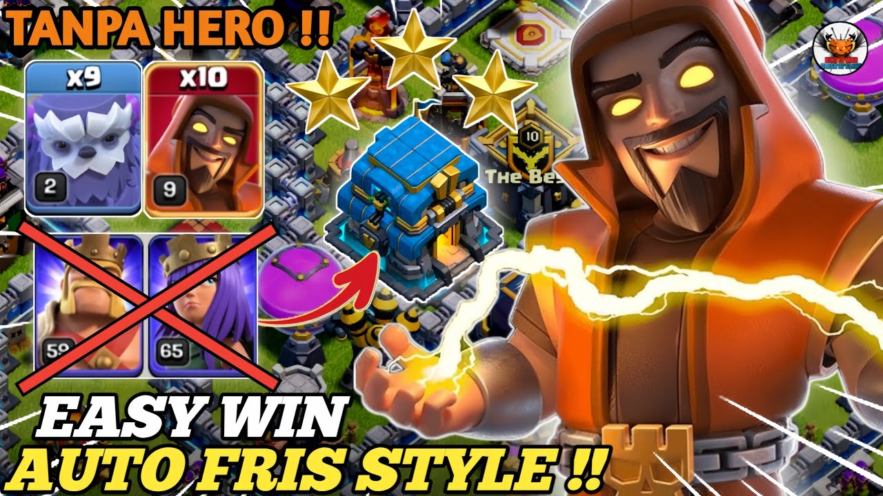 TANPA HERO!! TINGGAL SEBAR AUTO RATA !! TH 12 YETI SUPER WIZARD+BAT SPELL ||Clash Of Clans