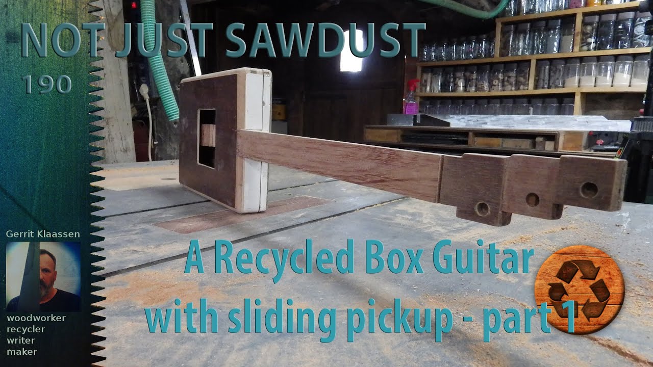 Recycled Box Guitar with a sliding pickup (part 1)