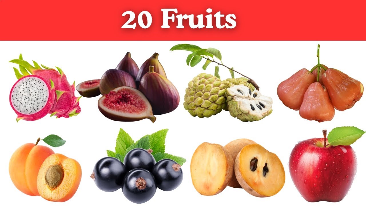 20 Fruit Names for Kids in English  | Learn Fruits with Pictures & Easy Pronunciation 