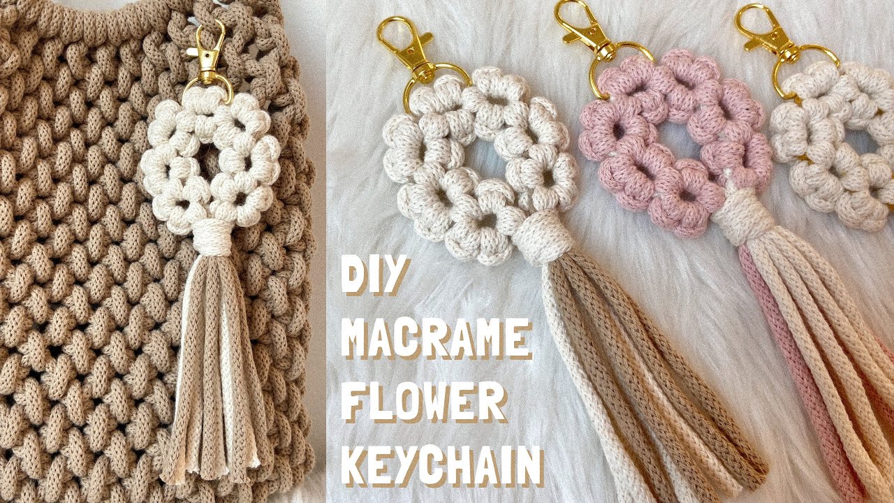 DIY Macrame Flower Wreath Keychain Tutorial