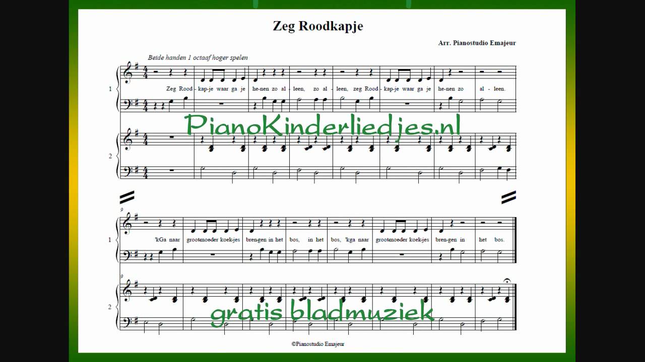 Zeg Roodkapje - piano vierhandig