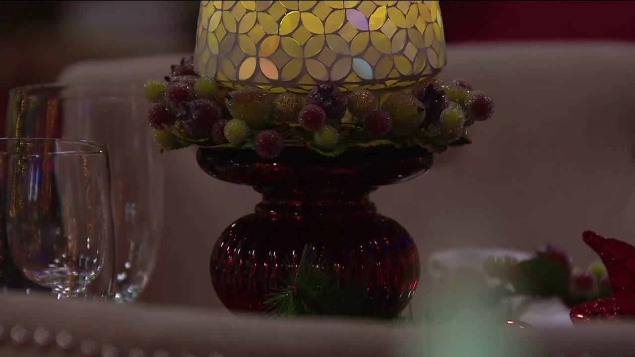 Set of 2 Lit Candle Holder Pedestals with Mirror Inserts by Valerie on QVC