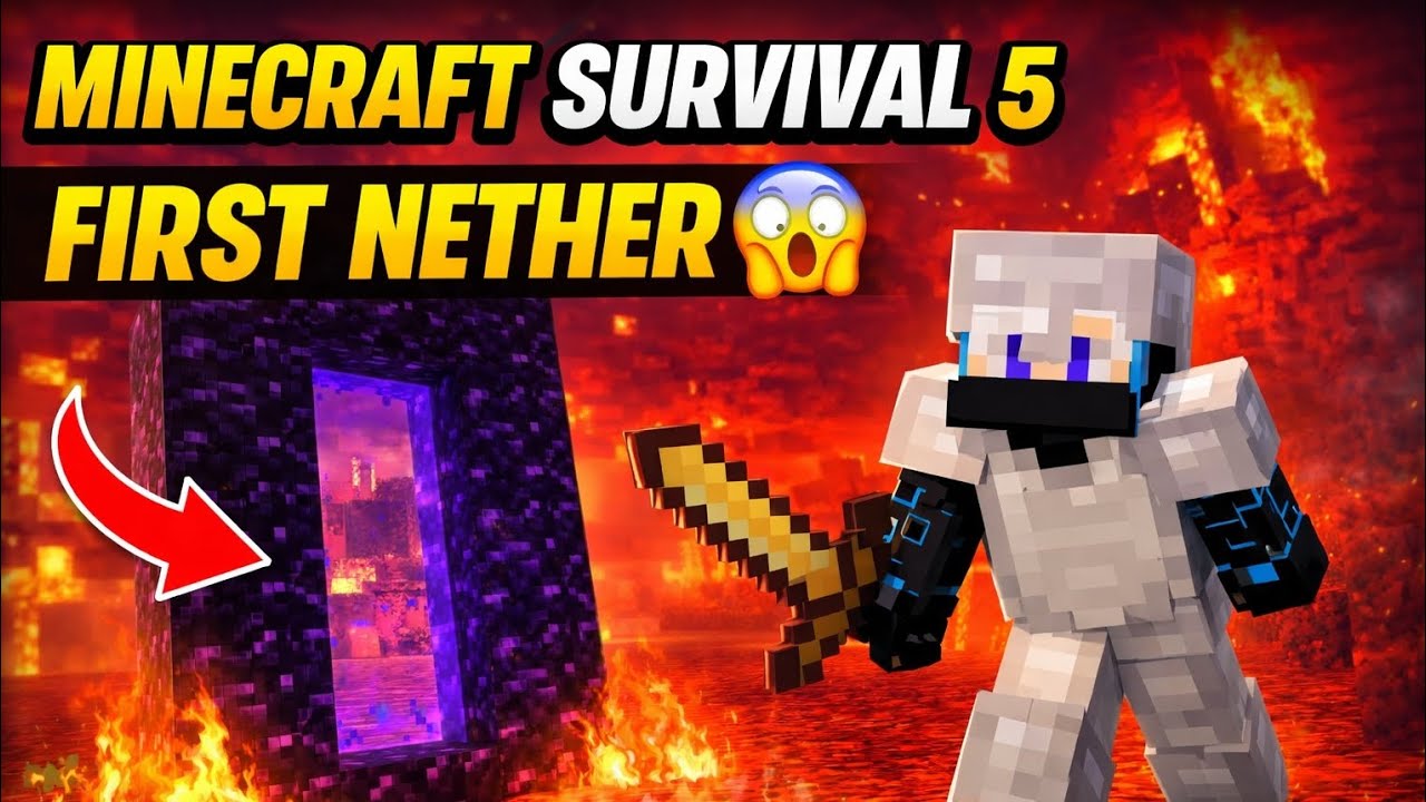 Minecraft Survival Episode 5 | First Time Entering the Nether 😱🔥