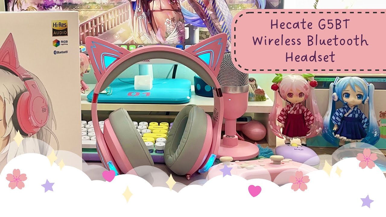 🌸 Unboxing the pink wireless cat headphones Hecate G5BT 🌸